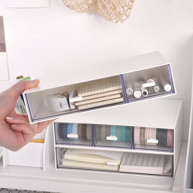 kulusion Desk Organizer-Stackable Storage Drawers, Desk Drawer Organizer Perfect For Collection Small Item/Cosmetic Office Supplies - 2 drawers (White) - Image 2